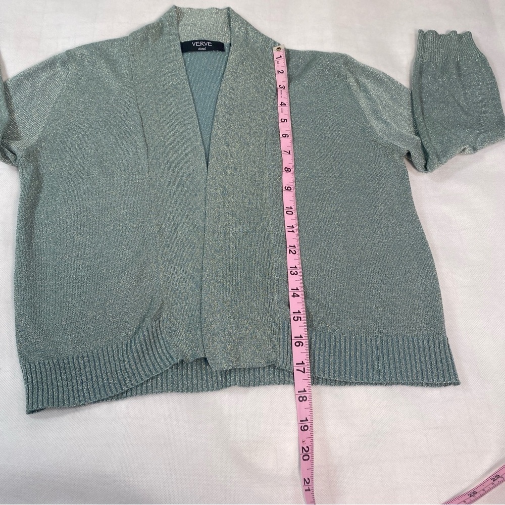 Verve Shiny Green Cropped Sweater Size S - Picture 4 of 6